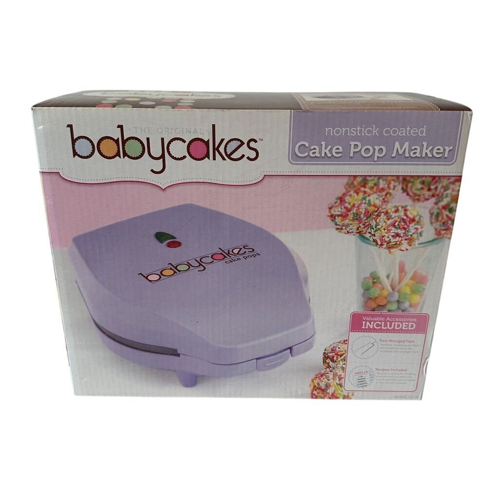 Babycakes Cake Pop Maker CP-70 Purple Nonstick Fork Recipes NEW Donut Holes